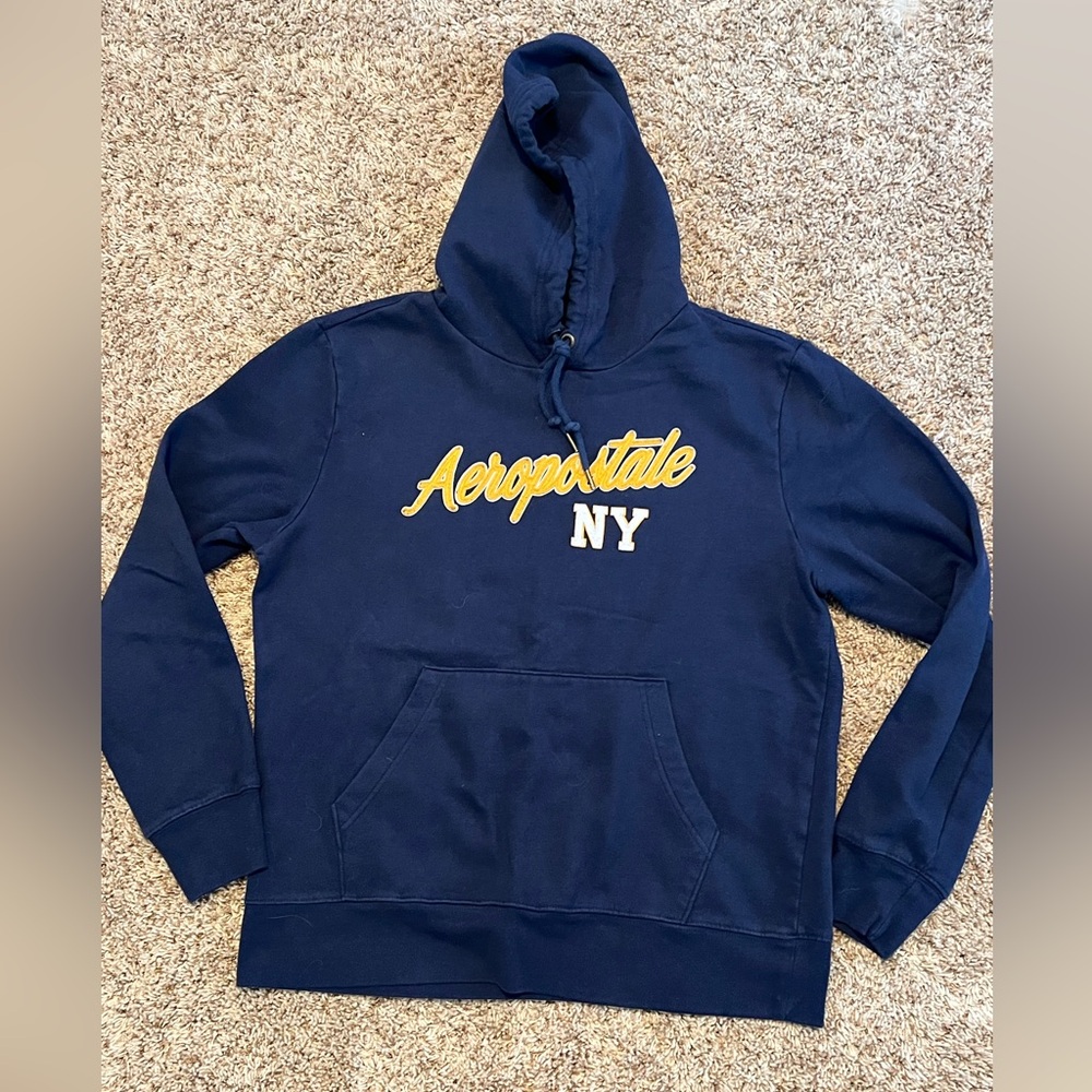 Aeropostale Dark Blue Hoodie with Yellow Accents